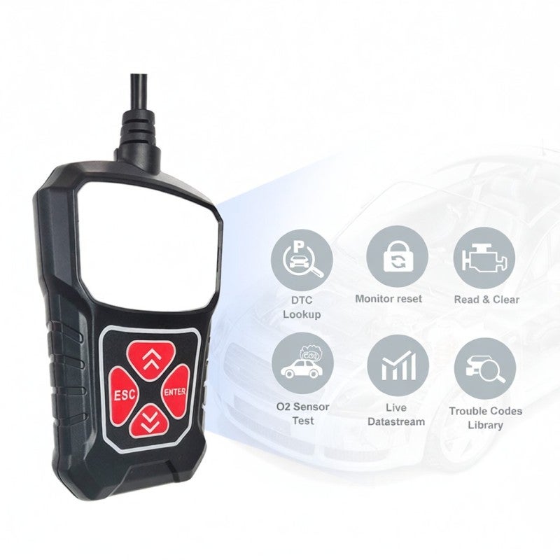 OBD Code Reader Scanner: Black Plug And Play Fast Scan Clear Trouble Codes - Portable Anti-Slip Design Full OBDII Diagnostic Tool for Car Owners And Beginner DIY Mechanics - Image 3