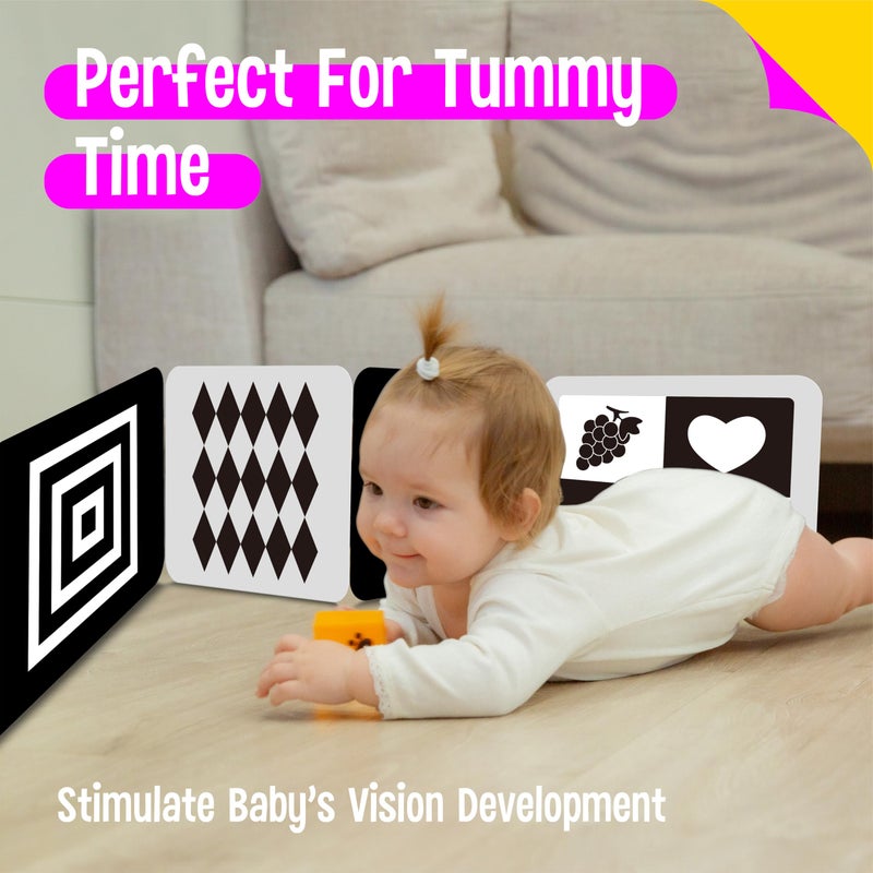 SpriteGru 2 PCS Baby Visual Stimulus Cards, Double-Sided High Contrast Black and White Flashcards Sensory Developmental Montessori Cards Set for Newborn Boy Girl Baby Tummy Time (39â€ X 8â€) - Image 4