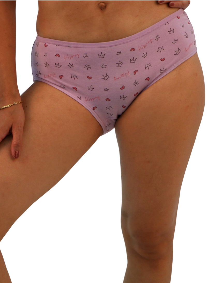 JOANNA JOANNA 33077 Women's Heart & Crown Design Mid Rise 3-Pack Panties, Multicolor  - Image 2