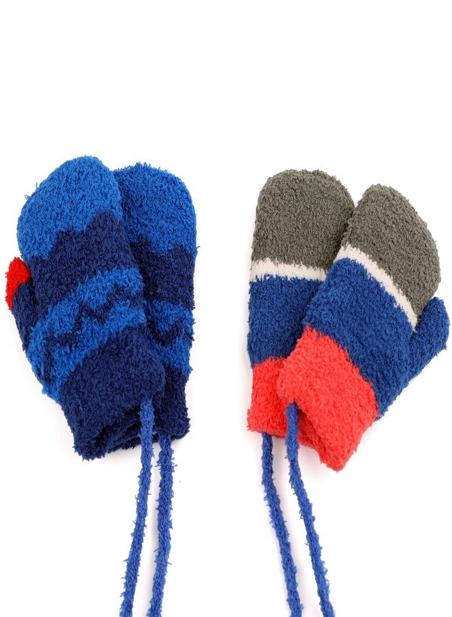 F Flammi 2 Pairs Toddler Fleece Mittens for Baby Boys Girls Winter Sherpa Lined Warm Knit Mittens Cartoon Kids Gloves (2 Pairs-spider pattern) - Image 2