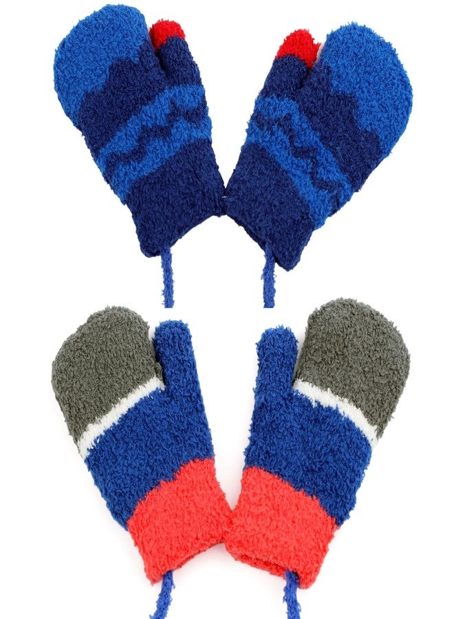 F Flammi 2 Pairs Toddler Fleece Mittens for Baby Boys Girls Winter Sherpa Lined Warm Knit Mittens Cartoon Kids Gloves (2 Pairs-spider pattern) - Image 1