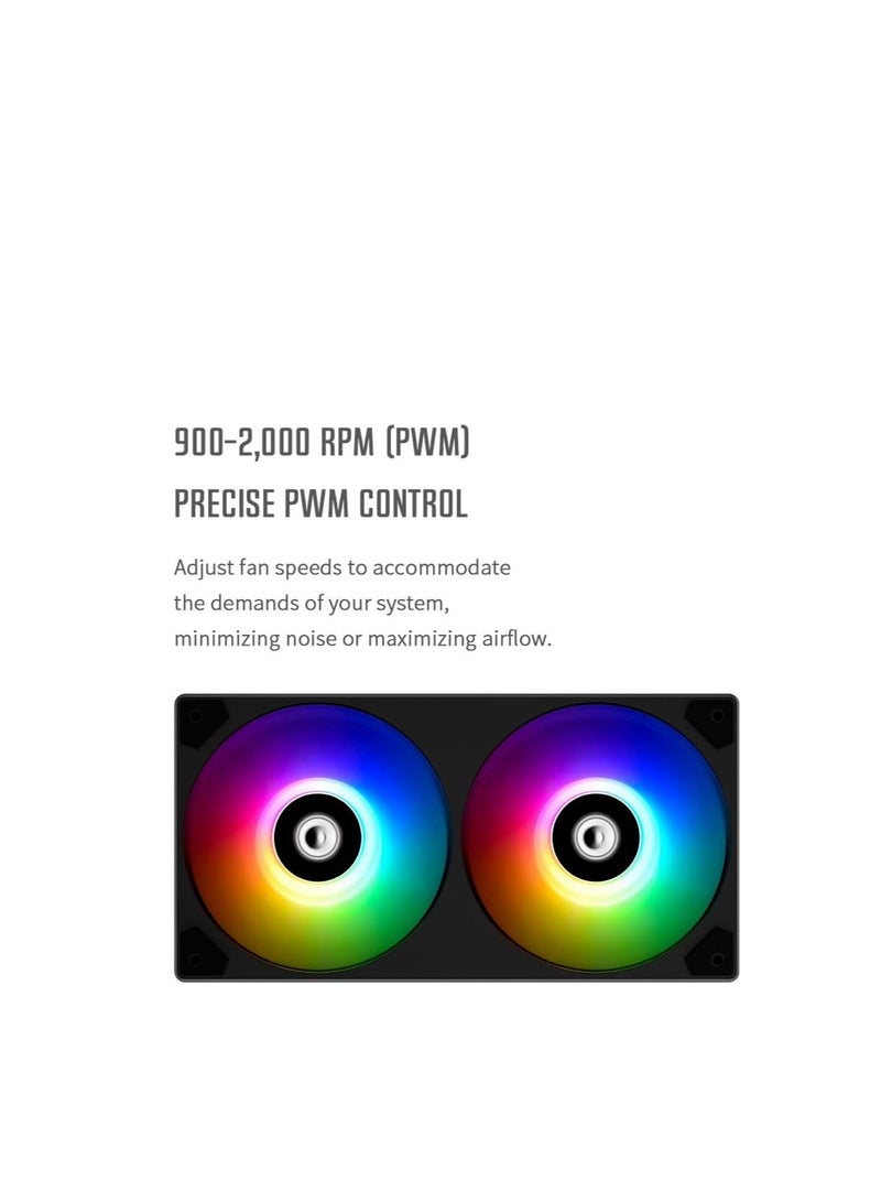 ID-COOLING ICEFAN 240 ARGB, 240mm Case Fan PWM CPU Cooling Fan 2-in-1Addressable RGB Fan 5V 3PIN Connector, Cable Management Fan for Radiator/PC Chassis - Image 5