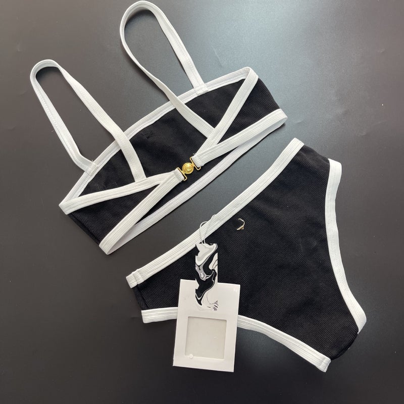 Chao Brand New Export Style Couples Fragrant Split Swimsuit One-Piece Long Sleeve Swimsuit Knitted Sling - Image 3