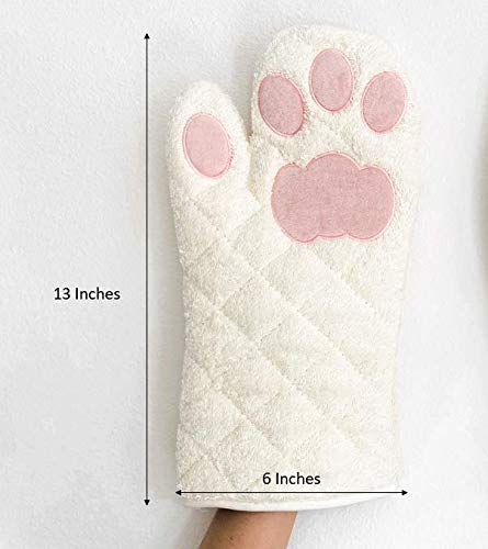 Cricket & Junebug Oven Mitts Cat Paws - White and Pink - Image 3