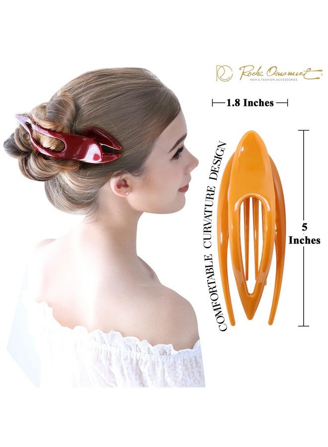 6 Pcs Womens French Concord Curved Hair Clip No Slip Strong Grip Comfortable Hold Girls Ladies Beauty Accessory Fashion Pin Teeth Clamp, Large Classic Multicolor