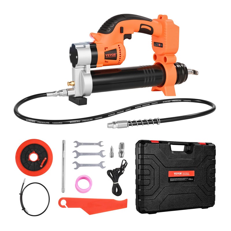 مسدس شحم لاسلكي VEVOR 8000 PSI ضغط أقصى شحم كهربائي مع ضوء LED خرطوم بطول 354 بوصة متوافق مع بطارية Makita 18V مناسب لتشحيم المركبات أو الآلات بدون بطارية فقط أداة