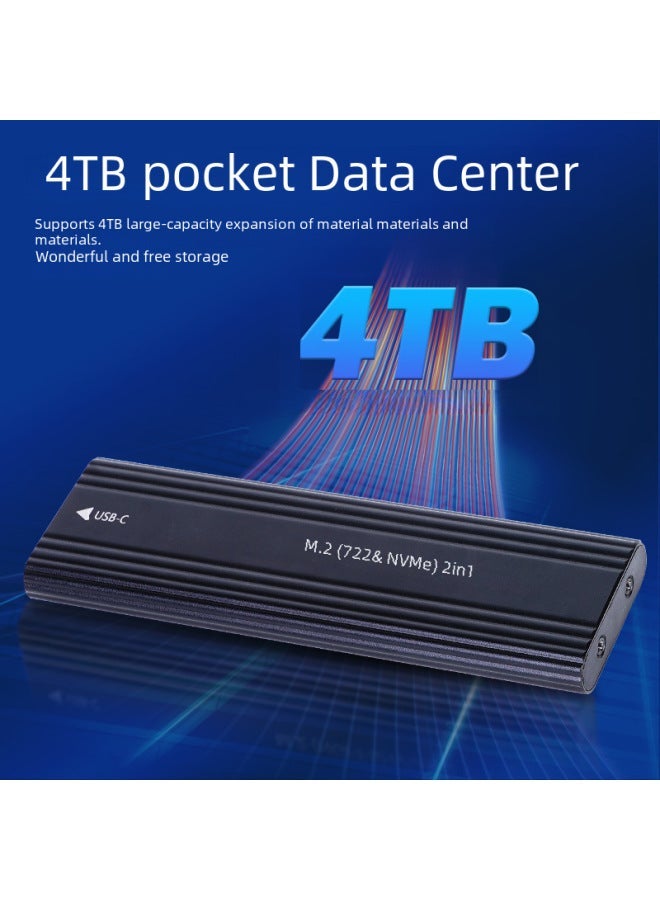 Type C 3.1 Aluminum Alloy 10g M.2 Solid State Hard Disk Box NVME NGFF Dual Protocol Box-Color:Black SATA-single With Single Cable  - Image 5