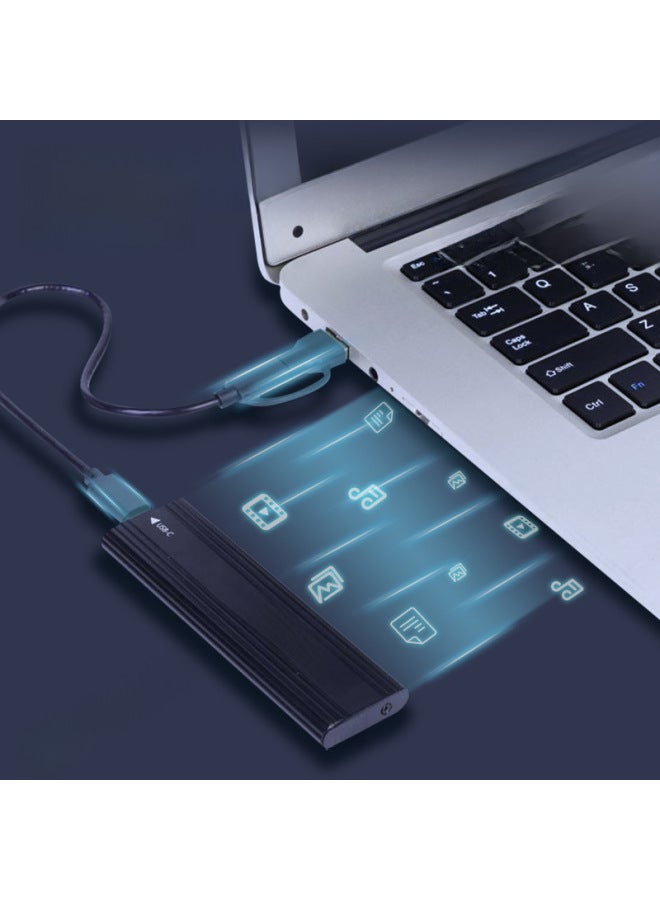 Type C 3.1 Aluminum Alloy 10g M.2 Solid State Hard Disk Box NVME NGFF Dual Protocol Box-Color:Black SATA-single With Single Cable  - Image 3