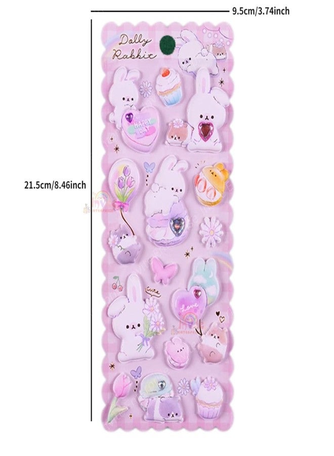 Funspark Cute Little Animals (A) 6 Sheet 3D Puffy Sticker Set – Kawaii Unicorn, Bunny & Baby Animal Glitter Self-Adhesive Stickers for Scrapbook, Diary, Laptop & Kids Crafts - Image 3