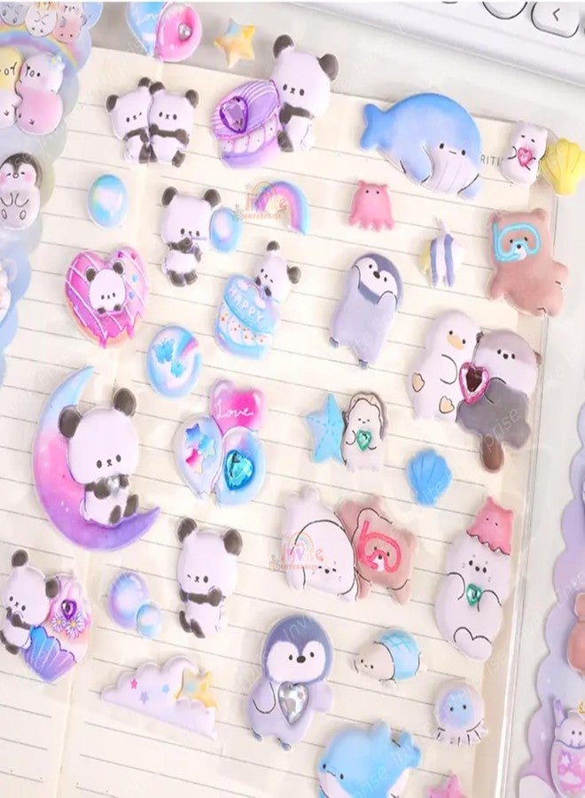Funspark Cute Little Animals (A) 6 Sheet 3D Puffy Sticker Set – Kawaii Unicorn, Bunny & Baby Animal Glitter Self-Adhesive Stickers for Scrapbook, Diary, Laptop & Kids Crafts - Image 5