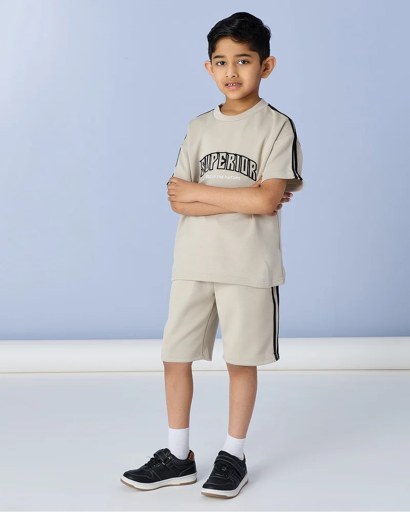 Redtag Boys Beige Modal Blend Shorts
