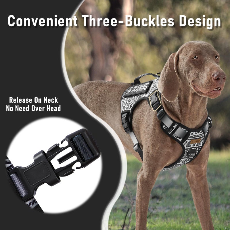 AUNZO Tactical Dog Harness for Large Dogs No Pull Easy Walking Adjustable Pet Harness Reflective K9 Working Training Easy Control Pet Vest Military Service Dog Harnesses Black Ethnic L - Image 3