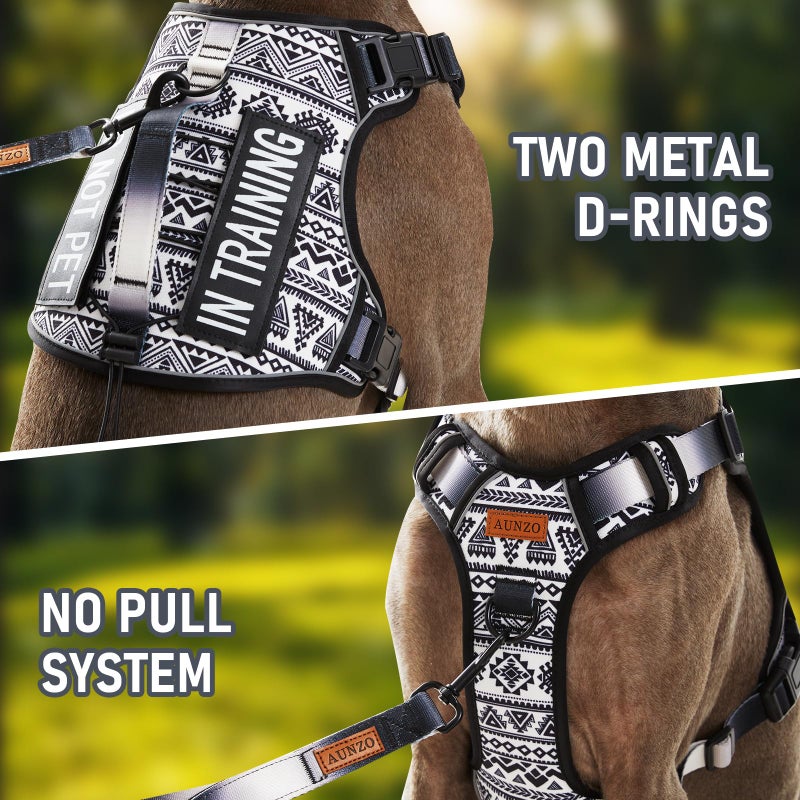AUNZO Tactical Dog Harness for Large Dogs No Pull Easy Walking Adjustable Pet Harness Reflective K9 Working Training Easy Control Pet Vest Military Service Dog Harnesses Black Ethnic L - Image 2
