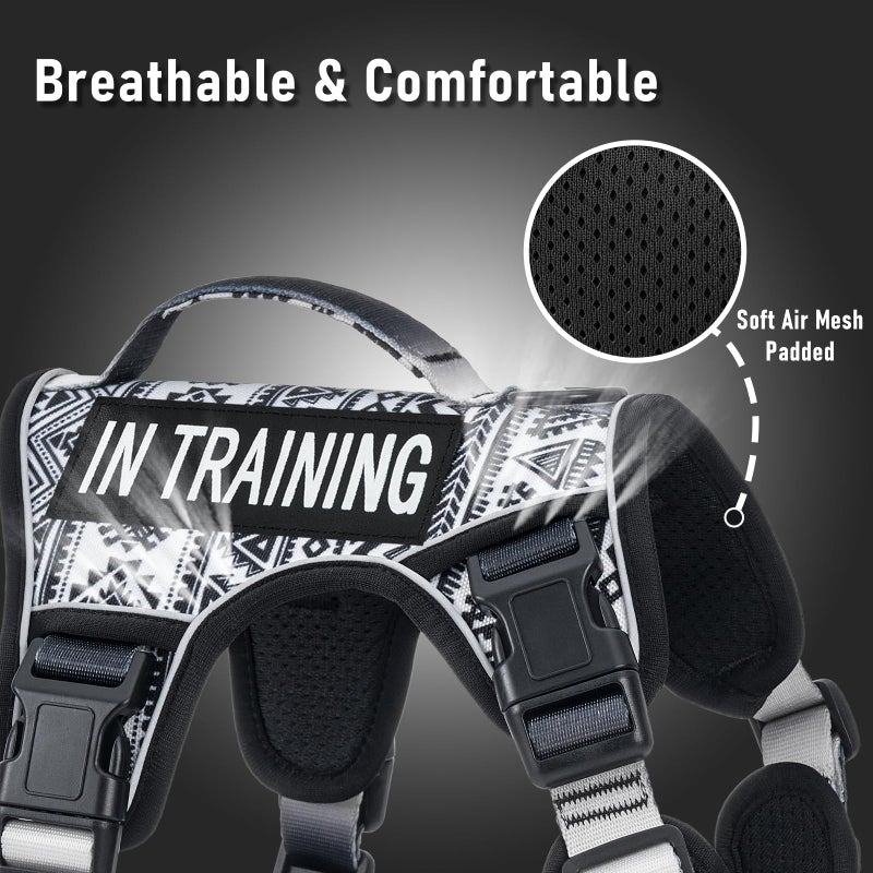 AUNZO Tactical Dog Harness for Large Dogs No Pull Easy Walking Adjustable Pet Harness Reflective K9 Working Training Easy Control Pet Vest Military Service Dog Harnesses Black Ethnic L - Image 4