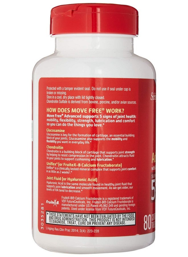 Move Free شيف موف فري أدفانسد، مكمل صحة المفاصل مع الجلوكوزامين والكوندرويتين، 80 حبة - Image 2