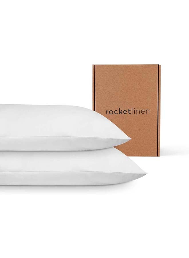 rocketlinen Rocketlinen 400 Threadcount Pillow Cases 100% Cotton Set of Two Sateen Weave Hotel Style Light Grey (King Pillowcases 50x92cm)  - Image 1