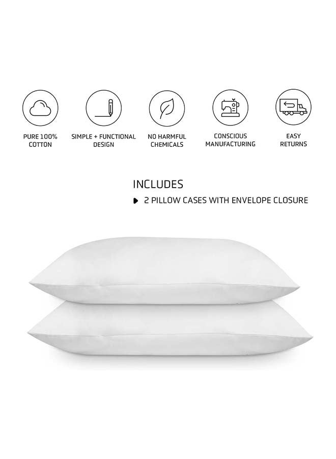 rocketlinen Rocketlinen 400 Threadcount Pillow Cases 100% Cotton Set of Two Sateen Weave Hotel Style Light Grey (King Pillowcases 50x92cm)  - Image 2