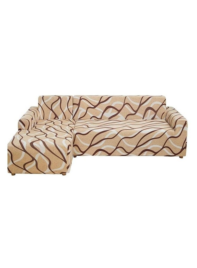 Lukzer غطاء أريكة على شكل L من لوكزر لأثاث غرفة المعيشة، غطاء مرن للأرائك والمزيد (الجانب الأيسر، بطانة بيج) LHS - Image 1