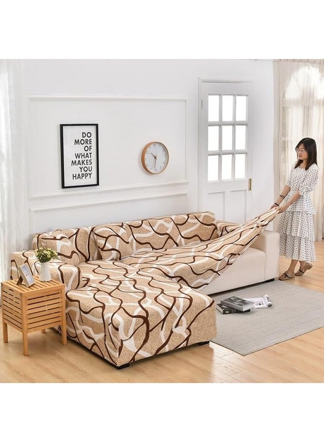 Lukzer غطاء أريكة على شكل L من لوكزر لأثاث غرفة المعيشة، غطاء مرن للأرائك والمزيد (الجانب الأيسر، بطانة بيج) LHS - Image 4