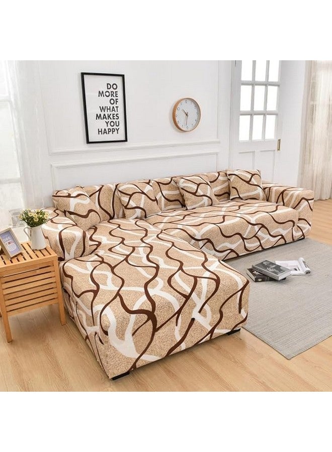 Lukzer غطاء أريكة على شكل L من لوكزر لأثاث غرفة المعيشة، غطاء مرن للأرائك والمزيد (الجانب الأيسر، بطانة بيج) LHS - Image 3