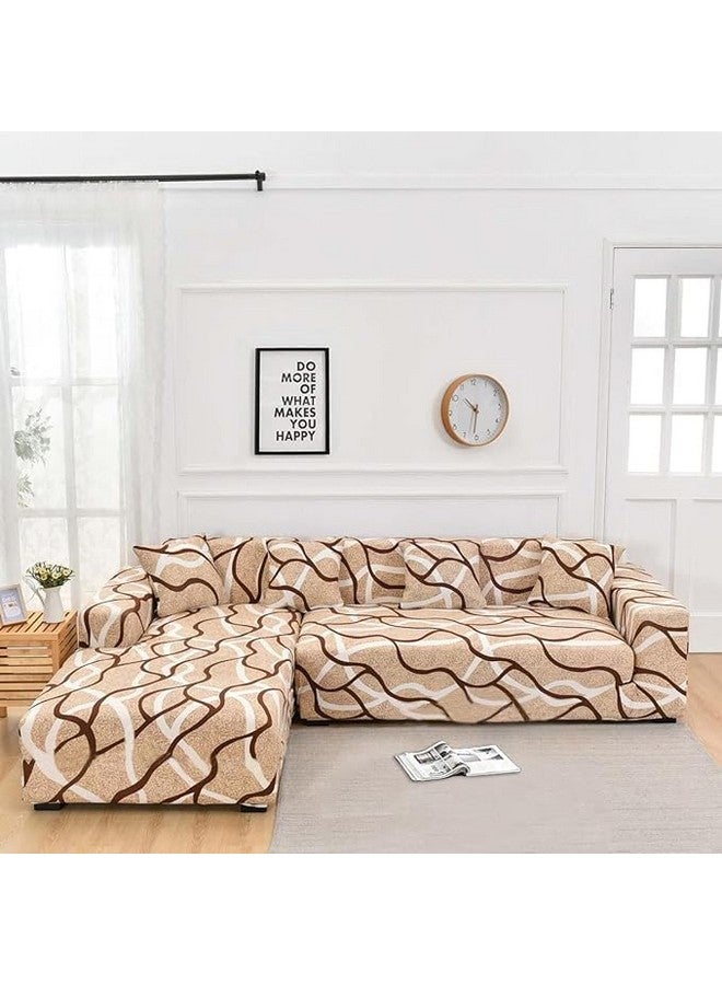 Lukzer غطاء أريكة على شكل L من لوكزر لأثاث غرفة المعيشة، غطاء مرن للأرائك والمزيد (الجانب الأيسر، بطانة بيج) LHS - Image 2