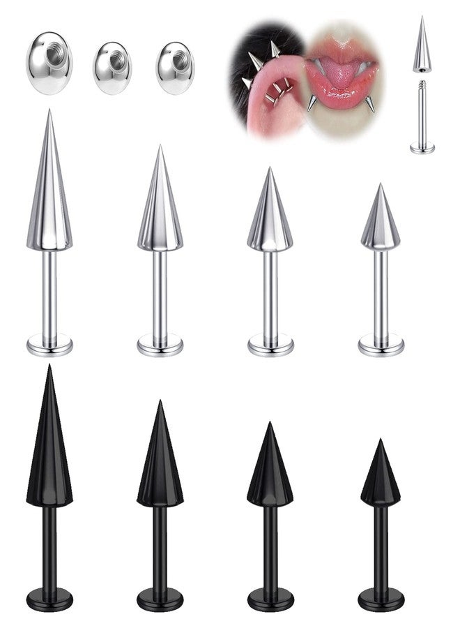 أقراط BodyAce 16G Spike Flact Back، حلقات غضروف الشفاه، أقراط من الفولاذ المقاوم للصدأ لثقب غضروف الأذن (Daith Helix Tragus)، ثقب شحمة الأذن (Rook) للنساء والرجال (الطول: 8 مم) - Image 1