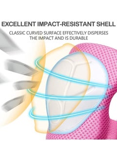 GGEROU Roller Skating Protective Gear Children's Helmet Set of Riding Elbow Wristband Skateboard Skates Balance Bike Helmet Knee Pads Pink  - Image 5