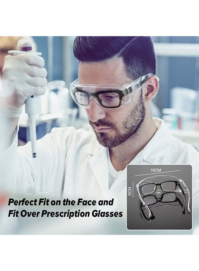 Generic Anti Fog Safety Glasses, 2 Pcs Safety Goggles over Eyeglasses, Anti Dust Impact, Scratch Resistant Splash Proof Chemical Clear Lens Wrap Around, Eye Protection, for Nurses Workers Architect Etc - Image 2