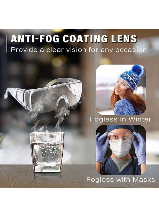 Generic Anti Fog Safety Glasses, 2 Pcs Safety Goggles over Eyeglasses, Anti Dust Impact, Scratch Resistant Splash Proof Chemical Clear Lens Wrap Around, Eye Protection, for Nurses Workers Architect Etc - Image 3