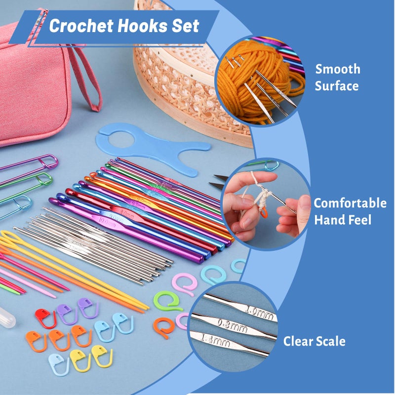 Imzay 90Pcs Crochet Needles Set - Crochet Hooks With Case  Stitch Markers  Blunt Needles  Plastic Sewing Needles  Stitch Holders  Crochet Knitting Accessories  Crochet Kit For Beginners - Image 4