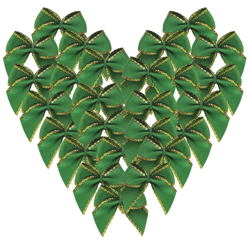 Micomon 50pcs 12Inch Mini Ribbon Bows for Crafts Small Green Bows for Christmas Decoration