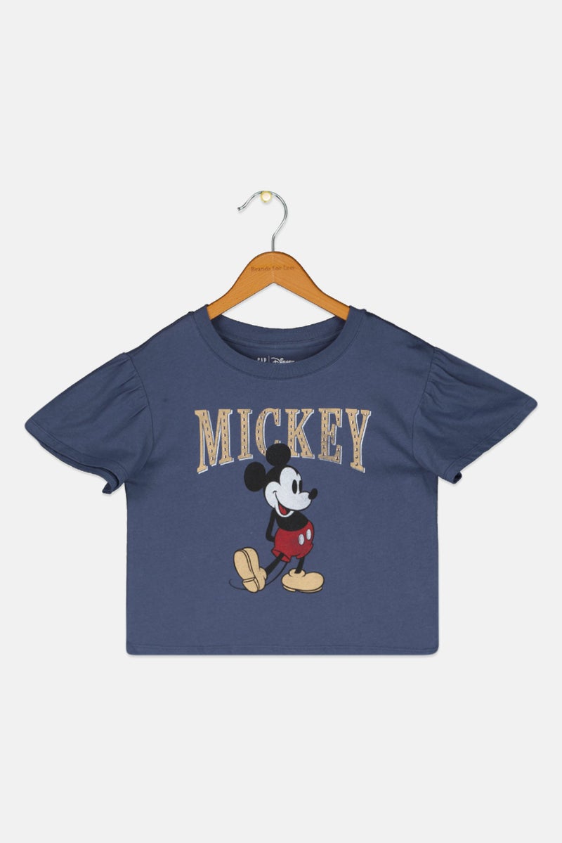 GAP تي شيرت قصير الأكمام للبنات من غاب × ديزني ميكي، أزرق - Image 1