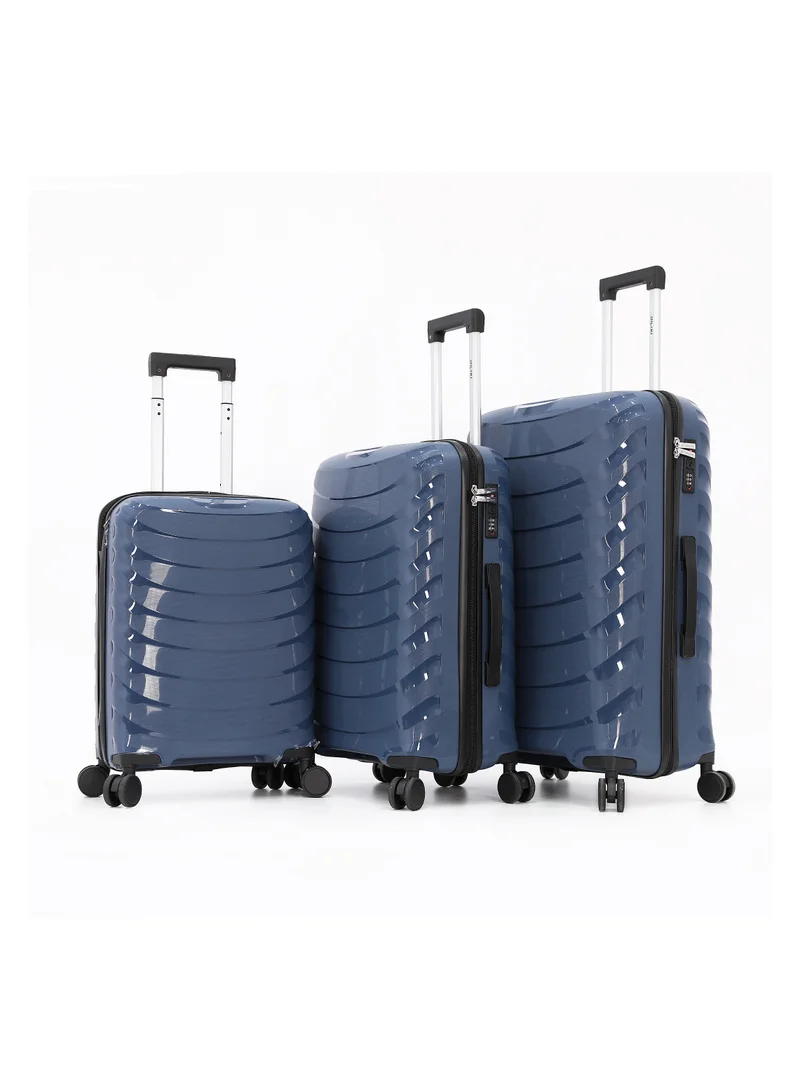 ديليكسي Hardside Luggage Trolley Bag 3 Pieces set,Blue (S-20,M-24,L-28 Inch)
