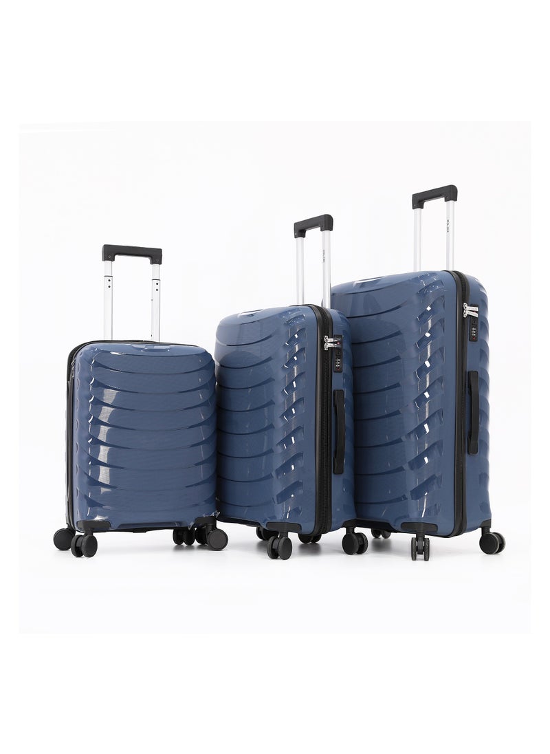 DILIXI - Hardside Luggage Trolley Bag 3 Pieces set,Blue (S-20,M-24,L-28 Inch) - Image 1