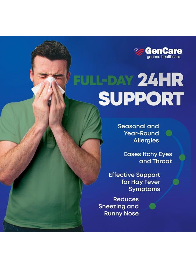 GenCare Cetirizine HCL 10 mg (200 Caplets) - 24 Hour Allergy Relief Pills - Non Drowsy Generic OTC Allergy Medication - Antihistamine Medicine for Sneezing, Runny Nose & Itchy Eyes - Generic Zyrtec - Image 5