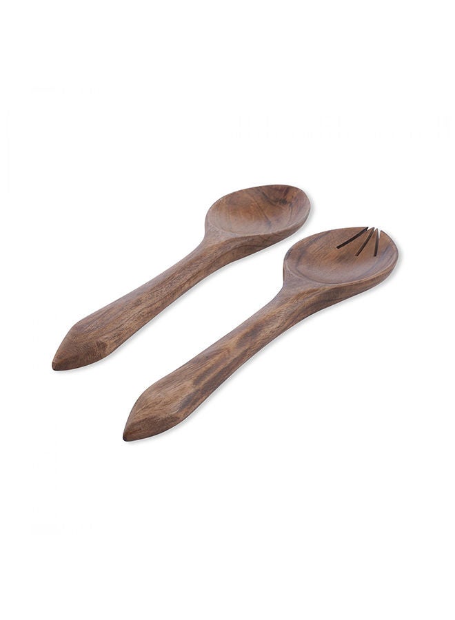 Pan Home طقم تقديم سلطة من الأكاسيا رباحة 2 قطعة 30.4X7.6X1.5 سم طبيعي - Image 1