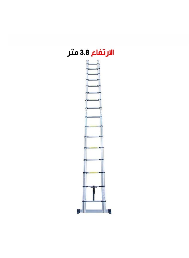 Telescopice folding double sided Aluminium Ladder 3.80 Meter silver - Image 3