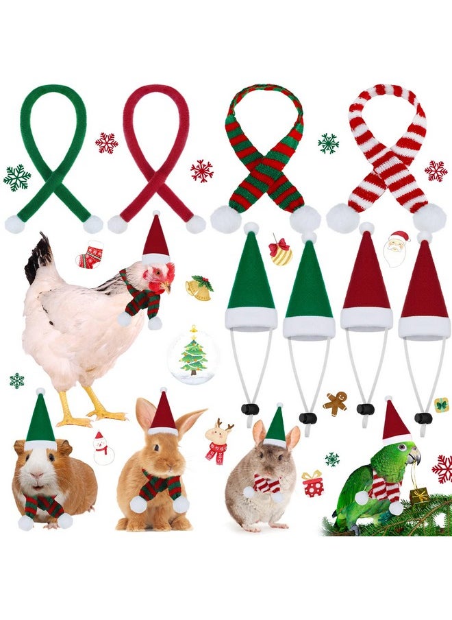 Saintrygo 8 Pack Christmas Small Animal Costume Guinea Pig Santa Hat with Scarf for Chicken Rabbit Ferret Hamster Chinchilla Hedgehog Lizard Holiday Christmas Party Outfit  - Image 1