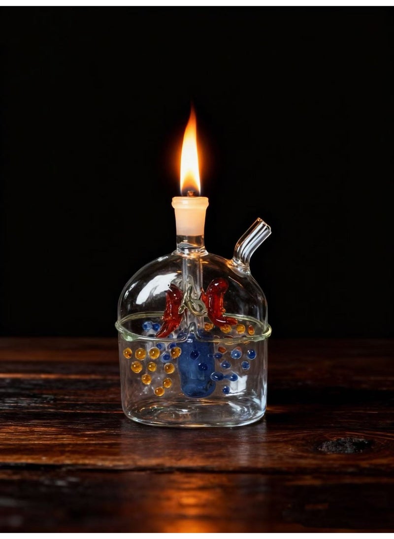 شيانغ مي مصباح زيت زجاجي ممتاز مقاوم للحرارة، زجاجة مزهرية زجاجية مصنوعة من مادة البورسليكات عالية الجودة للاستخدام طويل الأمد، مزهرية زجاجية شفافة (لون عشوائي) - Image 1