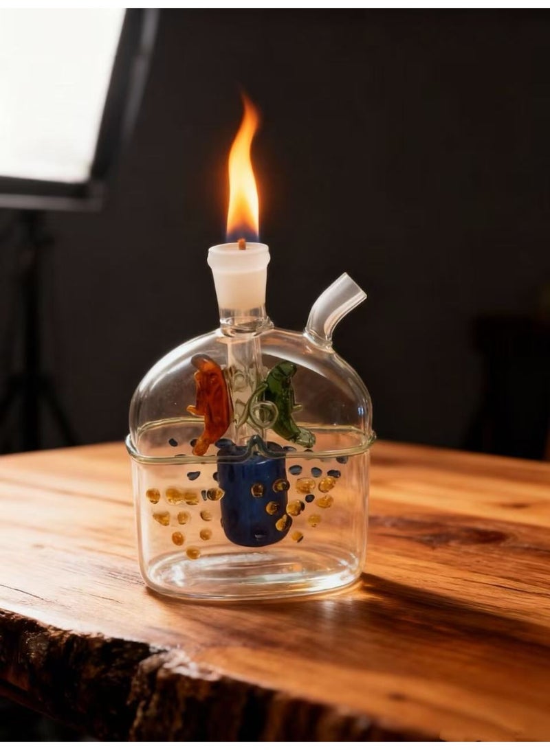شيانغ مي مصباح زيت زجاجي ممتاز مقاوم للحرارة، زجاجة مزهرية زجاجية مصنوعة من مادة البورسليكات عالية الجودة للاستخدام طويل الأمد، مزهرية زجاجية شفافة (لون عشوائي) - Image 2