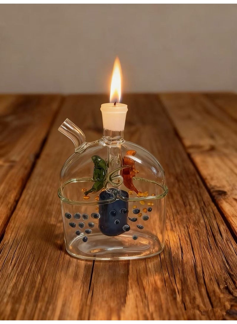 شيانغ مي مصباح زيت زجاجي ممتاز مقاوم للحرارة، زجاجة مزهرية زجاجية مصنوعة من مادة البورسليكات عالية الجودة للاستخدام طويل الأمد، مزهرية زجاجية شفافة (لون عشوائي) - Image 3