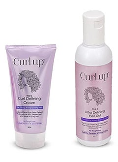 Curl Up Curl Styling Combo with Curl Defining Cream & Ultra Defining Gel - For Dry Frizzy, Wavy and Curly Hair - Sulphate Paraben And Silicone Free (Combo of 2)