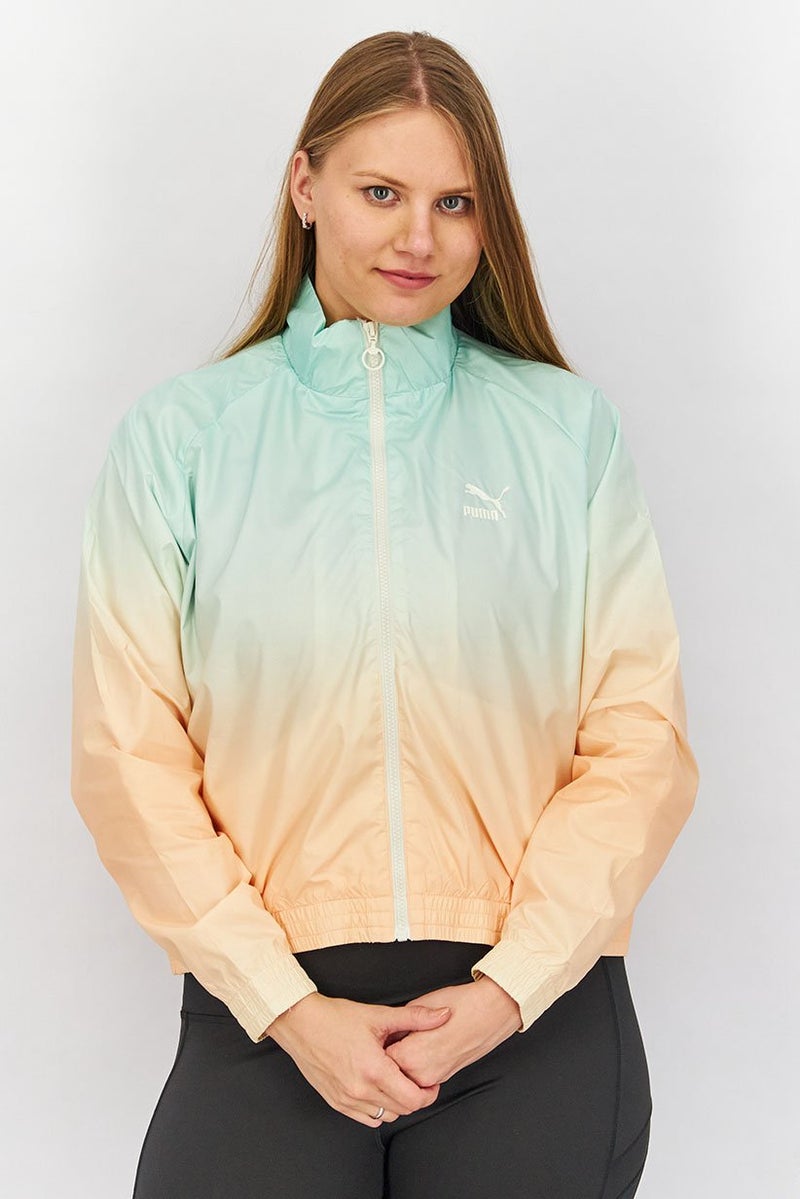 PUMA Women Sports Fit Gloaming AQP Full Zip Jacket, Mint and Orange - Image 1