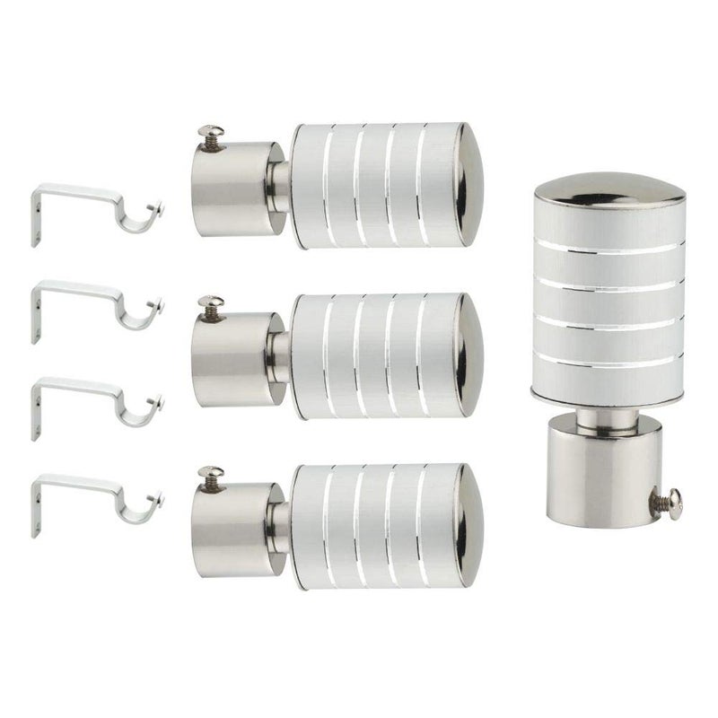 Welson Stainless Steel Curtain Bracket with Support 1 Inch Rod Pocket Finials Rod Support Fittings Curtain Rod Holder 2 Pair Silver Durable Window Decor Solution for Elegant Home Interiors