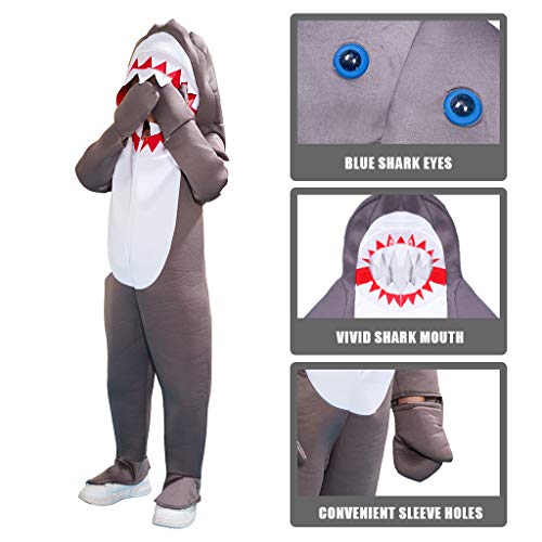 ReneeCho Boy's Shark Costume Halloween Kids Sea Animal Suit Onesie Shark Tail Fin Dress - Image 4