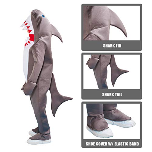 ReneeCho Boy's Shark Costume Halloween Kids Sea Animal Suit Onesie Shark Tail Fin Dress - Image 5