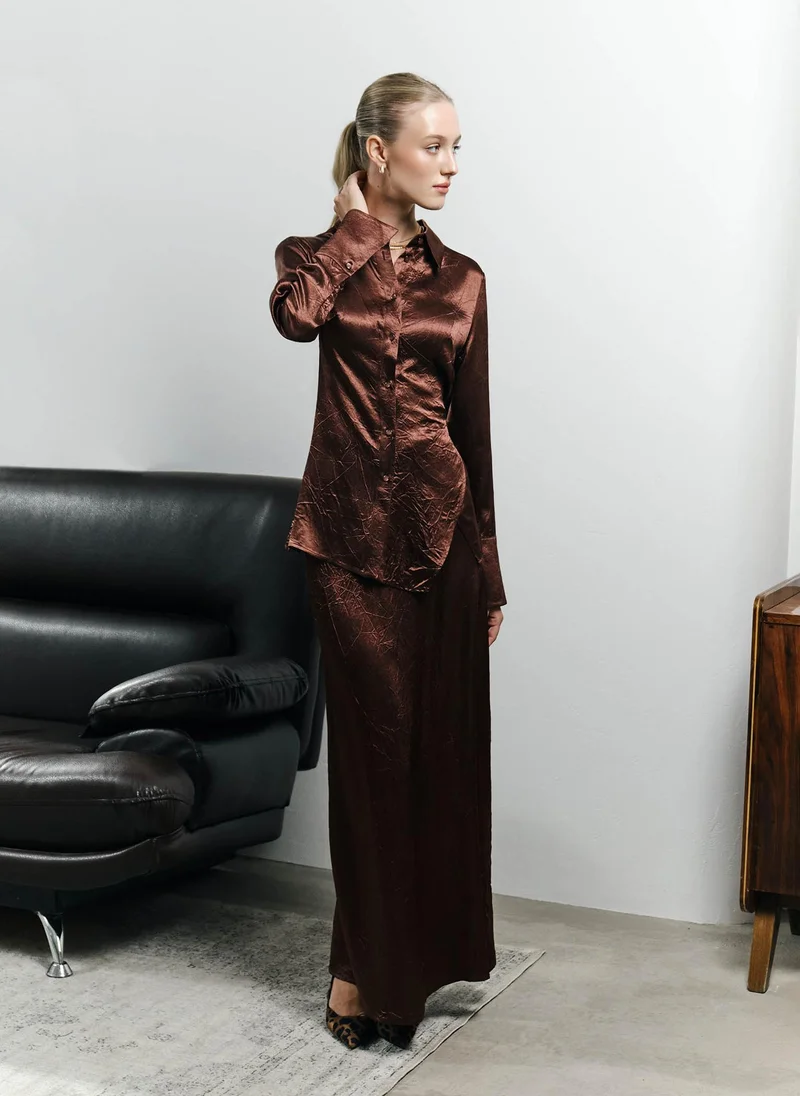 Lichi Maxi skirt in crumpled-effect fabric