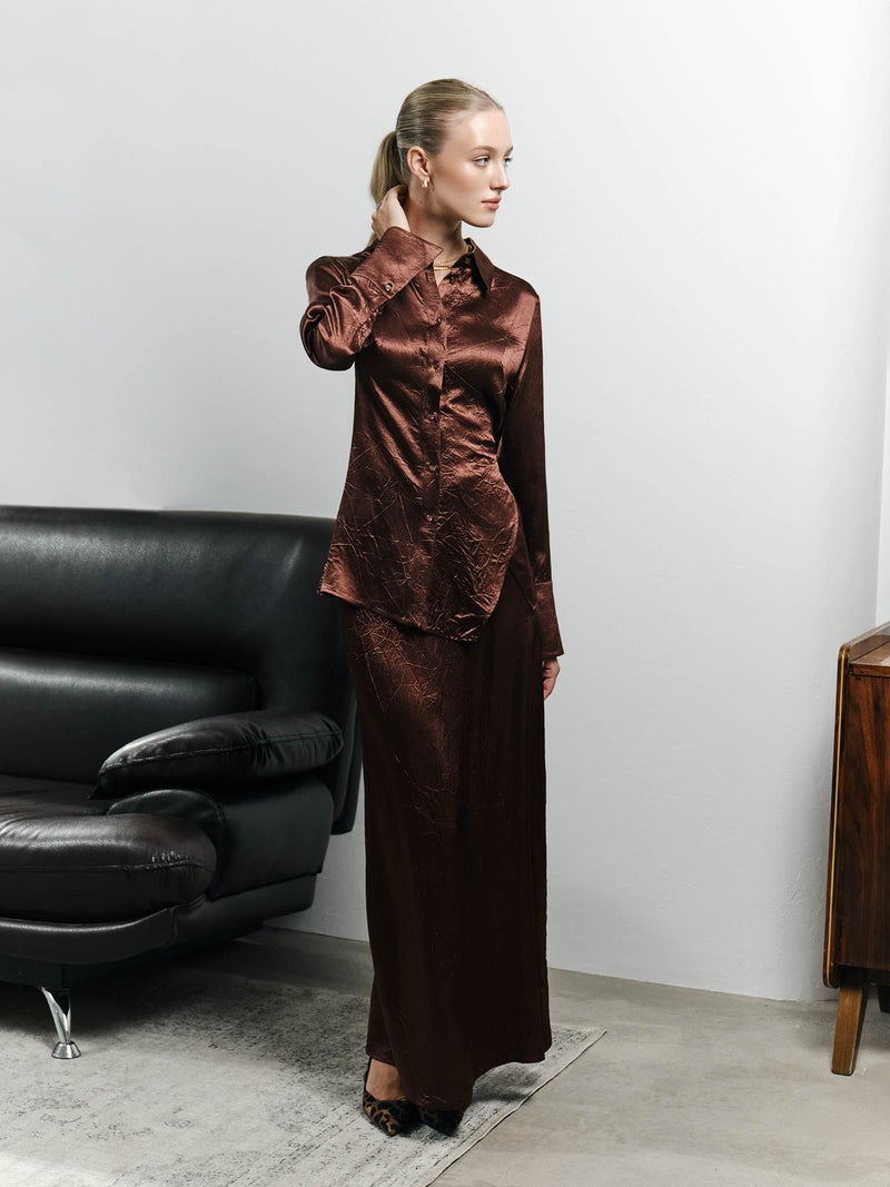 Lichi Maxi skirt in crumpled-effect fabric - Image 4