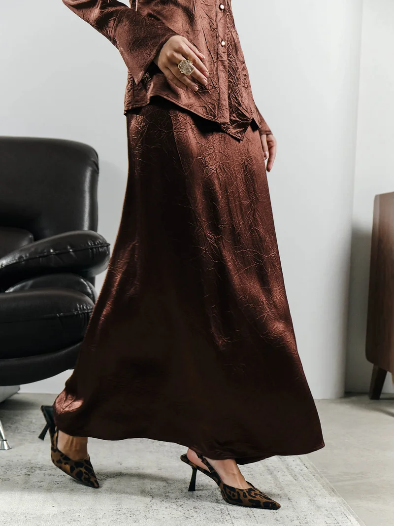 ليتشي تنورة ماكسي من القماش المجعّد