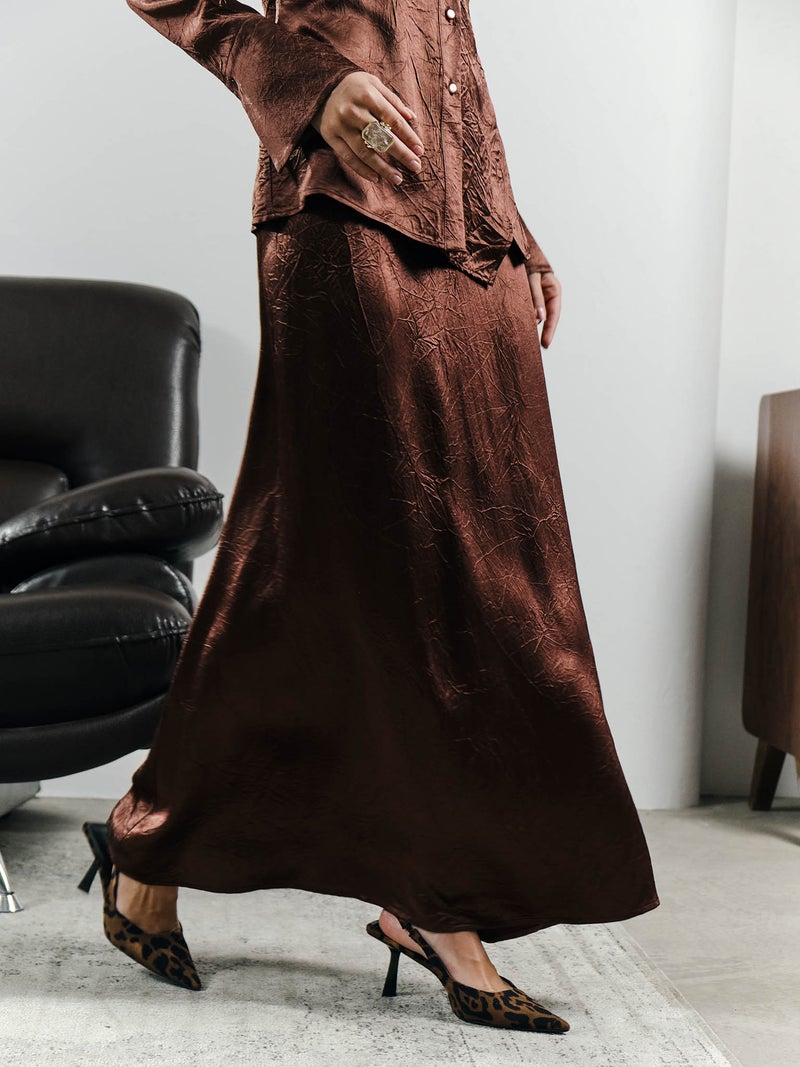 Lichi Maxi skirt in crumpled-effect fabric - Image 1